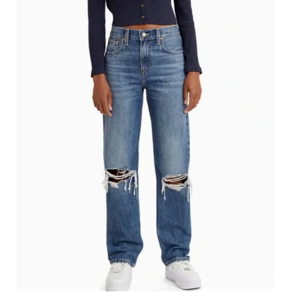 NWT Levi's Low Pro Distressed Busted Knee Straight Leg Jeans Size 29